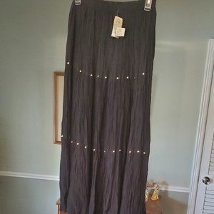 Vintage black broomstick skirt with silver studs